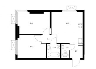 Продам 2-ком. квартиру, 45.7 м2, Москва, ЖК Второй Нагатинский