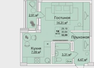 Продается 1-комнатная квартира, 30.6 м2, Кстово