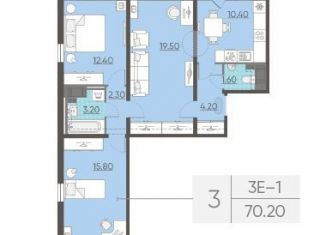 Продам 3-комнатную квартиру, 70.9 м2, Санкт-Петербург, улица Дыбенко, 7к2, ЖК Цивилизация