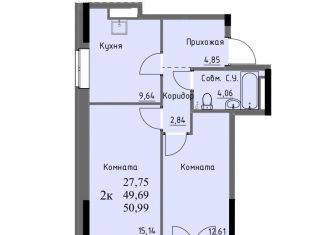 2-комнатная квартира на продажу, 49.7 м2, Ижевск, улица Ключевой Посёлок, 23литА