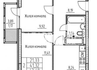 2-ком. квартира на продажу, 42.5 м2, Пенза, улица 8 Марта, с17, Ленинский район