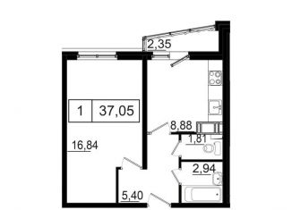 Продаю 1-ком. квартиру, 37.1 м2, деревня Янино-2