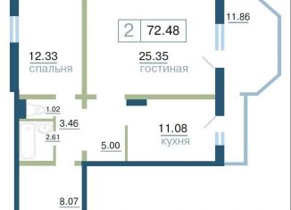 Двухкомнатная квартира на продажу, 72.5 м2, Красноярск, ЖК Плодово-Ягодный