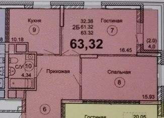 Продажа 2-комнатной квартиры, 63.3 м2, Казань, улица Вишневского, 57А, ЖК Нестеровский