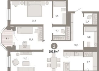 Продам двухкомнатную квартиру, 103.5 м2, Екатеринбург, ЖК На Некрасова