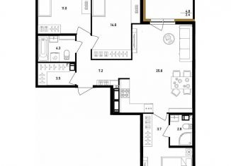 Продается 3-комнатная квартира, 84.3 м2, Санкт-Петербург, ЖК Белый Остров, Белоостровская улица, 7