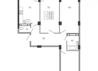 Продажа 3-комнатной квартиры, 79.9 м2, Краснодар, Прикубанский округ