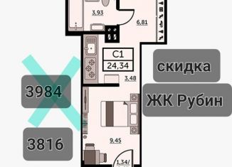 Квартира на продажу студия, 24 м2, Ростов-на-Дону, ЖК Рубин, Красноармейская улица, 157В/83с2