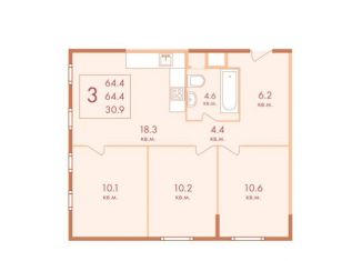 3-комнатная квартира на продажу, 64 м2, Москва, 3-я Хорошёвская улица, 27к3, ЖК Хорошёвский