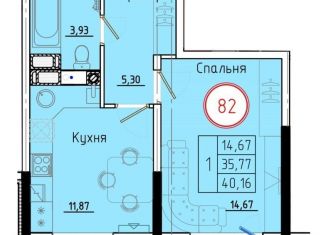 Однокомнатная квартира на продажу, 40.4 м2, Краснодарский край