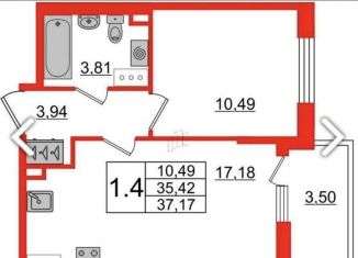 Продается 1-ком. квартира, 35.5 м2, Санкт-Петербург, ЖК Солнечный Город