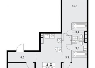 Продажа 3-комнатной квартиры, 75.5 м2, Москва, жилой комплекс Прокшино, к10.1.1