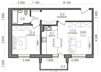 Продажа 2-комнатной квартиры, 55.9 м2, рабочий поселок Маркова