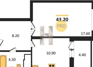 Однокомнатная квартира на продажу, 43.2 м2, Воронеж, ЖК Высота