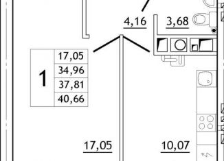 Продажа 1-ком. квартиры, 40.7 м2, деревня Новосельцы, Юбилейная улица, 16