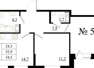 2-комнатная квартира на продажу, 54.5 м2, Гатчина