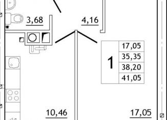 Продаю 1-ком. квартиру, 41.1 м2, деревня Новосельцы, Юбилейная улица, 16