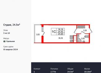 Продается квартира студия, 24.5 м2, Санкт-Петербург, метро Политехническая