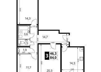 Продается трехкомнатная квартира, 83.8 м2, Люберцы, ЖК 1-й Лермонтовский, Рождественская улица, 10