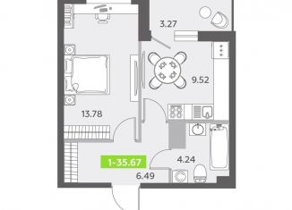 1-комнатная квартира на продажу, 35.7 м2, Санкт-Петербург, метро Зенит