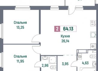 Продается 2-комнатная квартира, 64.1 м2, Ленинградская область
