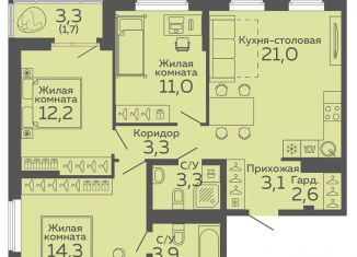Продается трехкомнатная квартира, 76.4 м2, Екатеринбург, Октябрьский район