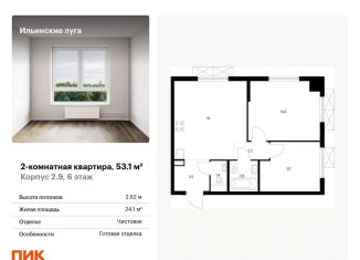 2-комнатная квартира на продажу, 53.1 м2, посёлок Ильинское-Усово, жилой комплекс Ильинские Луга, к2.9
