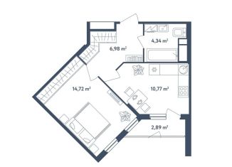 1-комнатная квартира на продажу, 38.3 м2, поселок Мещерино