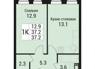 1-комнатная квартира на продажу, 37.2 м2, рабочий посёлок Малаховка