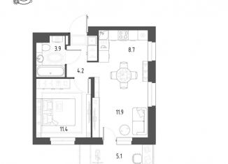 Продается 2-комнатная квартира, 41.6 м2, Тюмень, Центральный округ, Профсоюзная улица, 53