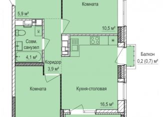 Двухкомнатная квартира на продажу, 51.8 м2, Ижевск, ЖК Покровский
