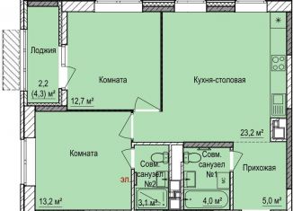 Продаю 2-ком. квартиру, 61.2 м2, Ижевск, Индустриальный район