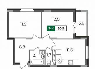 Продажа 2-комнатной квартиры, 50.9 м2, Владимирская область, Сталинградский бульвар, 7