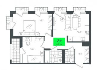 Продаю 2-комнатную квартиру, 67.6 м2, Тюменская область, улица Сергея Джанбровского, 2