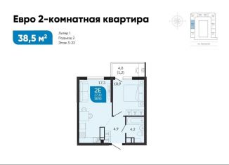 Продам 1-комнатную квартиру, 38.5 м2, Новороссийск, ЖК Облака 2