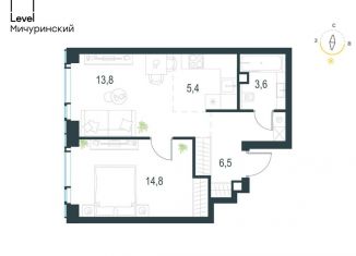 Продам двухкомнатную квартиру, 44.1 м2, Москва, ЗАО, жилой комплекс Левел Мичуринский, к3