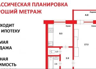Продажа 1-ком. квартиры, 37.6 м2, Московская область, улица Чугунова, 32