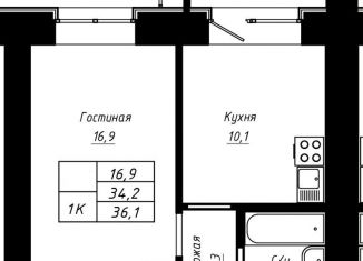 Продаю однокомнатную квартиру, 36.1 м2, Барнаул