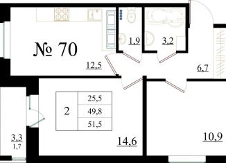 Продам 2-комнатную квартиру, 51.5 м2, Ленинградская область, Красносельское шоссе