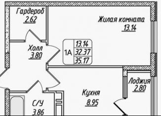 Продажа 1-комнатной квартиры, 35.2 м2, Ставрополь, Промышленный район, улица 45-я Параллель, 79