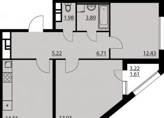 2-комнатная квартира на продажу, 64.1 м2, Воронеж, Ленинский район, улица Ворошилова, 90лит12