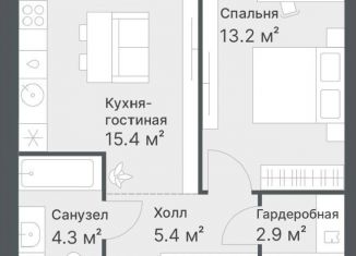 Продам 1-комнатную квартиру, 41.2 м2, Тюмень