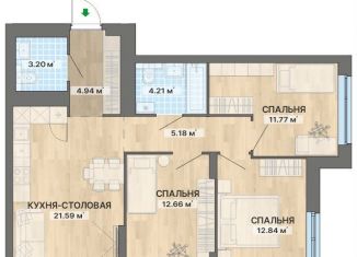 Продам трехкомнатную квартиру, 79.5 м2, Свердловская область, переулок Ударников, 33