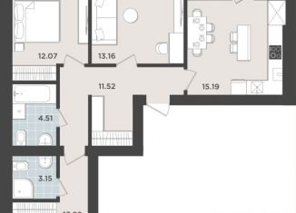3-комнатная квартира на продажу, 76.5 м2, Калининградская область, улица Александра Невского, 194