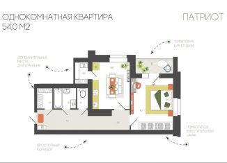 Продается 1-комнатная квартира, 54 м2, Смоленск, Заднепровский район