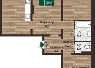 3-ком. квартира на продажу, 85.9 м2, Барнаул, Центральный район