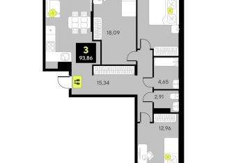 Продам 3-комнатную квартиру, 93.9 м2, Тюмень, Центральный округ