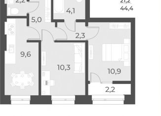 Продажа двухкомнатной квартиры, 44.4 м2, Новосибирск, жилой комплекс Русское солнце, 4, Заельцовский район