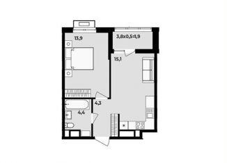 Продается 1-комнатная квартира, 39.6 м2, аул Новая Адыгея