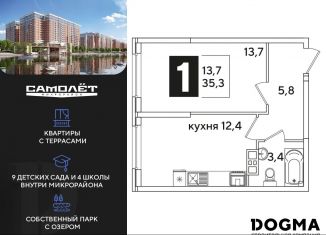 1-комнатная квартира на продажу, 35.3 м2, Краснодар